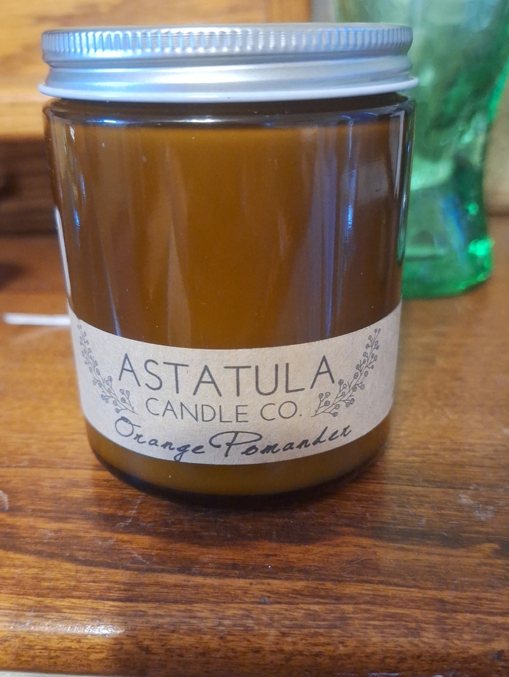 Orange Pomander Scented Candle - Amber Glass Jar